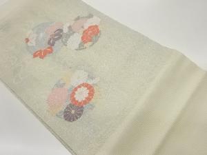  紗 花丸文模様織出し名古屋帯